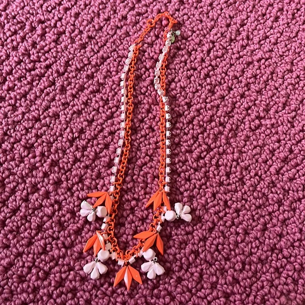 JCREW Crewcuts Orange and Hot pink statement necklace, great worn condition cute